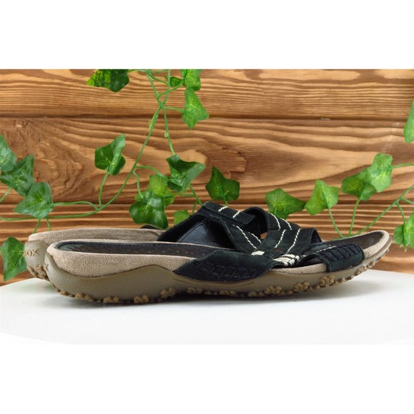 Geox Sz 9 M Black Slide Leather Women‎ Sandals - Picture 4 of 7